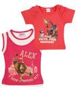 Madagascar Pretty Red & Pink Pack of 2 T-Shirts For Kids