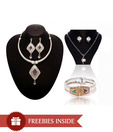 Vendee Ethnic Silver Necklace Set & Bangle Combo