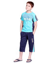 Happy Hours Turquoise T-Shirt & Navy Blue Capri For Kids