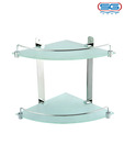 SG Two Tier Frosted Glass Shelf With Brass Fitting