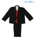 Jonez Black Blazer, Shirt & Trouser Set With Red Tie For Kids