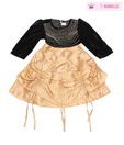Isabelle Black & Golden Yellow Beaded Frock For Kids