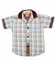 Little Kangaroos Brown-Blue Checks Shirt For Kids
