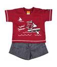 Little Kangaroos Wine T-Shirt & Grey Shorts For Kids
