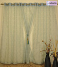 ARIANA Flower Blocks Blue Sheer Door Curtains