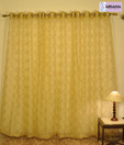 ARIANA Flower Blocks Beige Sheer Window Curtains