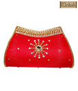 Moksh Red Crystal & Bead Clutch