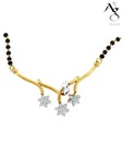 Ag Real Diamond Charming 3 Dangling Flowers Mangalsutra