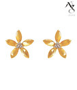 Ag Real Diamond Two Stone Flower Earrings