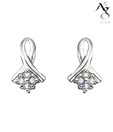 Ag Real Diamond Eight Stone Ribbon Earrings