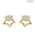 Avsar Gold & Diamond Star Shape Earrings