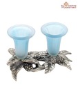 Aapno Rajasthan Fascinating Antique Finish Candle Holder With Coloured Glass_Whm0918