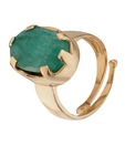 Aiza Trendy Oval Cut Emerald Ring