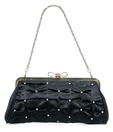 1 Bolzo Black Satin Crystals with Gathers Clutch