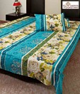Aapno Rajasthan Azure Blue Premium Cotton Double Bed Sheet Set