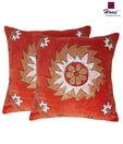 Home Rust Embroidery Velvet Cushion Cover Set-2 pcs
