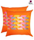 Home Set Of 2 Orange Embroidery Cushion Covers
