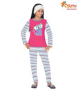 Chicita Dark Pink & White Night Suit For Kids