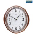 Rhythm Brown Leaf Print Wall Clock