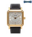Sonata Black Silver White Watch