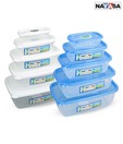 Nayasa 2 Sets of 5 Air Tight Containers- White & Blue