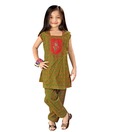 Little India Red & Green Girls Salwar Suit