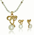 OPS. Alluring Gold Plated Pearl Pendant Set DSNPS36