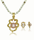 OPS. Elite Gold Plated Pearl Pendant Set DSNPS47
