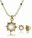 OPS. Elegant Gold Plated Pearl Pendant Set DSNPS69