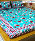 Dekor World Teddy Print Turquoise 100% Cotton Double Bed Sheet Set