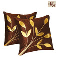 Home Kraft Floral Rexine Brown Cushion Cover Set