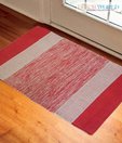 Dekor World Red Striped Cotton Rug