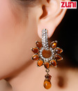 Zuni Blue Floral Handcrafted Earrings with Free Earrings