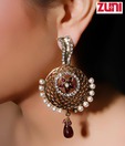 Zuni Pearl Studded Maroon Earrings with Free Earrings