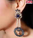 Zuni Designer White & Green Earrings with Free Earrings