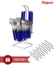 Elegante Classic Blue Stainless Steel Cutlery Set - 25 Pcs