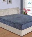 Zyne Velvet Fitted Blue Double Bed Sheet