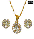 Piebee Green Amethyst Pendant Set With Earrings