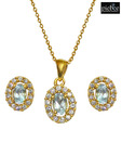 Piebee Blue Topaz Pendant Set With Earrings
