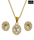 Piebee Aquamarine Pendant Set With Earrings