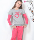N Line Rose Pink & Grey Night suit For Kids