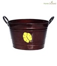 Home Orchard Dark Brown Planter With Leaf Motif
