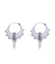 Indian Silver Pear Drop Crescent Earrings