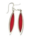 Aiva Adorable Red Sleek Silver Earrings