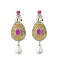 Styleos Golden Nest with Pearl Drop Earrings
