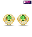 Surat Diamond 0.14ct Diamond & Emerald Gold Earring