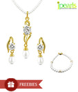 Jpearls Gleaming Pearl Pendant Set With Free Bracelet