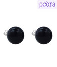 Peora Glistening Round Black Cz Sterling Silver Earrings