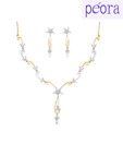 Peora Elegant Gold and Rhodium Plated Necklace Set