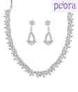 Peora Elegant Design Rhodium Plated Necklace Set